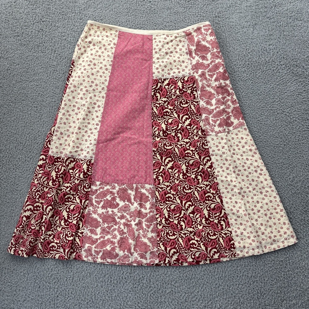 Vintage Liz Claiborne Patchwork Paisley Midi Skirt Boho Cottagecore Women's 12